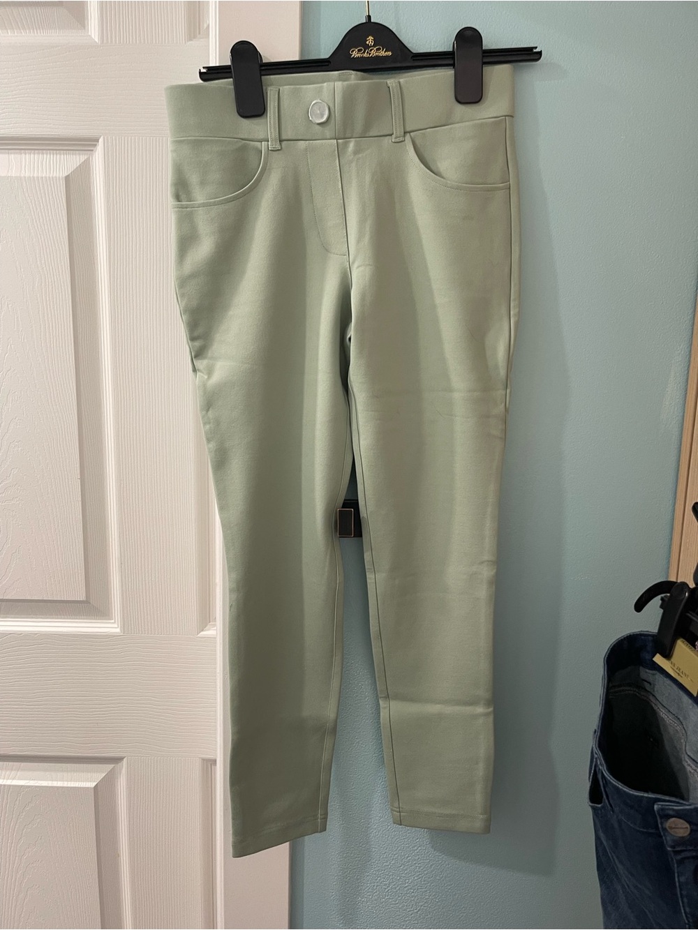 Betabrand Skinny 7-Pocket DPYP XS Petite Muted Mint Green Yoga Dress Pants 25”
